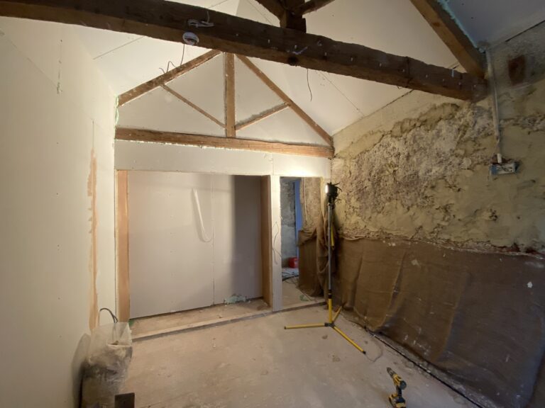 rear bedroom being decorated