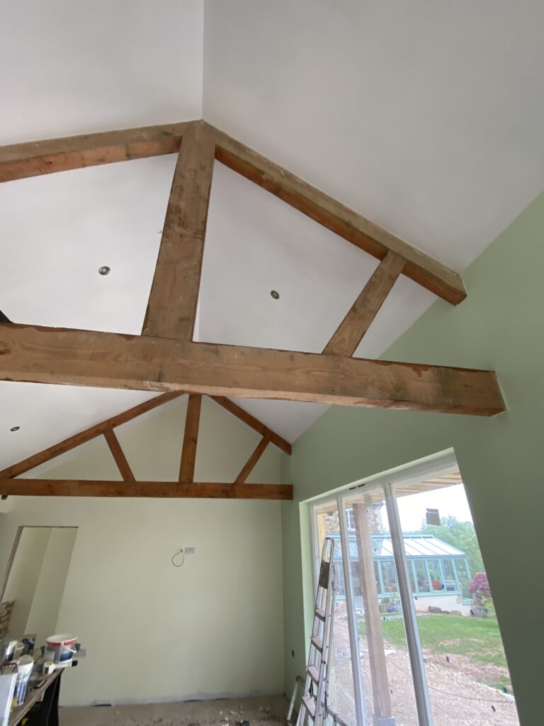 trusses being decorated