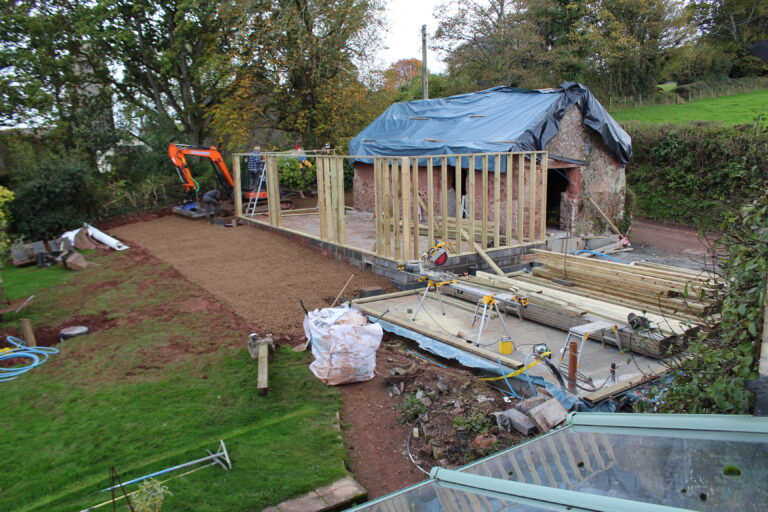 rear veiw of barn with walls up